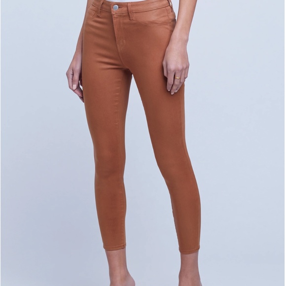 L'AGENCE Margo High Wasted Mocha Brown Coated‎ Jeans, 28 NWOT - Picture 3 of 16